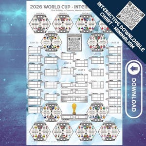 2026 World Cup Soccer Wall Chart • Blue and Grey Football Art Print (Digital Download)