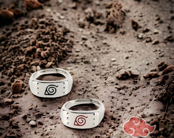 Anillo Akatsuki de Plata ajustable abierto, anime Naruto, Regalo para amigos, Impermeable y minimalista, Regalo anime, Sasuke