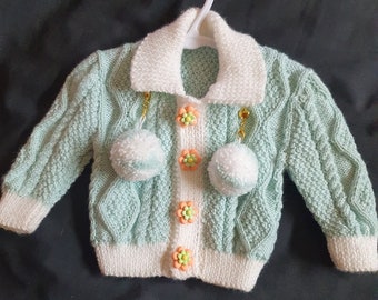 Baby Knitted Cardigan with Pom Poms (detachable) various colors