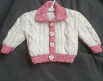 Handmade Knitted Baby Cardigans (mad to order your choice of colour)