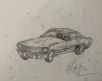 Drawing Sketch Original Mustang Fastback