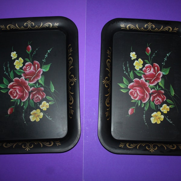 PAIR of matching vintage METAL TRAY