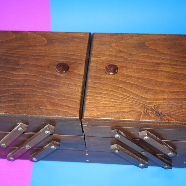 VINTAGE wooden SEWING BOX