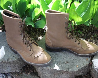 Supply Leather LAREDO Lace up Cowboy Boots Womens USA Size and