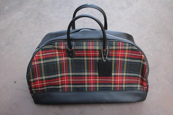 VINTAGE soft sided plaid PETITE SUITCASE - image 1