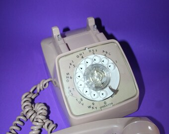 vintage BEIGE ROTARY TELEPHONE