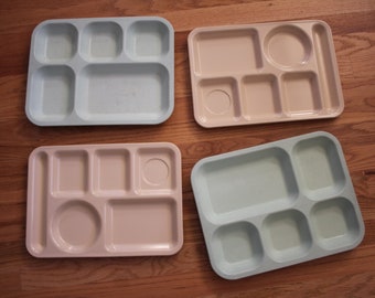 4 / four VINTAGE cafeteria TRAYS made by 2 / two different companies