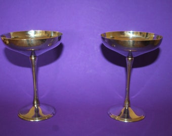 VINTAGE par de COUPES CHAMPAGNE bañados en plata