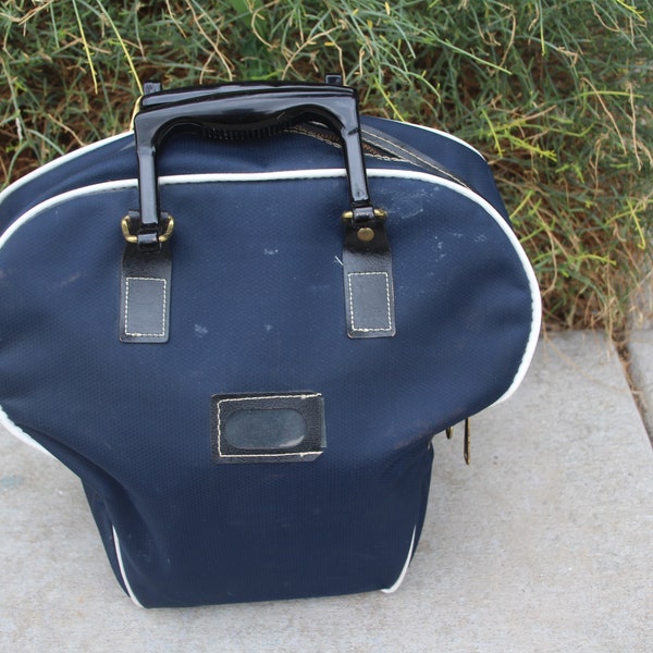 VINTAGE blue colored fabric LEEDS brand bowling ball bag