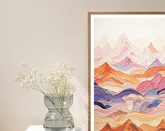 Mountain papercut style abstract print