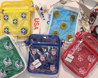 Benutzerdefinierte klare Stadion Umhängetasche | WM 2026 | Fußball-Fan Geschenk | Spieltag Tasche | Stadion Zugelassen