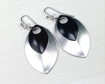 Black and Silver Geo Dangle Earrings