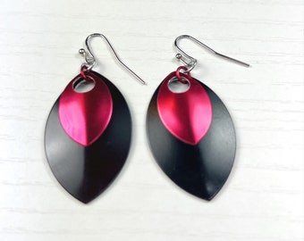 Black and Red Geo Dangle Earrings