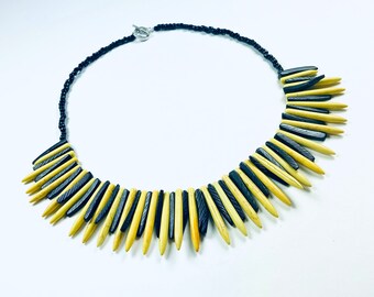 Yellow and Black Spike Bib Necklace