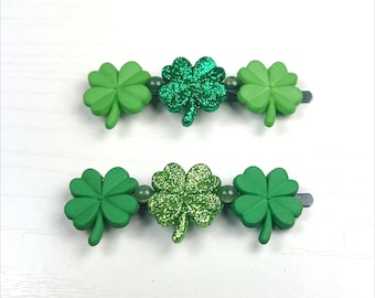 Shamrock Bobby Pin in Variegated Greens … Sold Individually