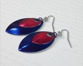 Red and Royal Geo Dangle Earrings