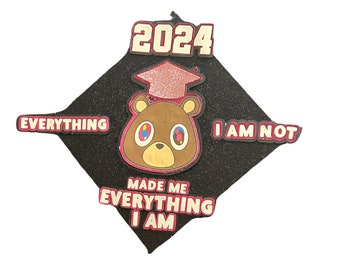 Kanye West Graduation Bear Grad Cap 3D Topper | Cardstock Graduation Cap