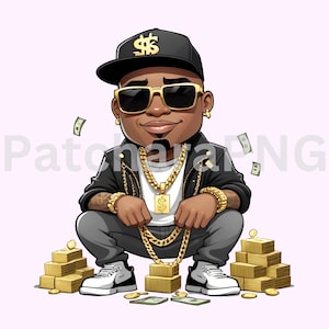 Hip-hop Cartoon PNG | Rapper Character Clipart | Gold Chain, Sunglasses ...