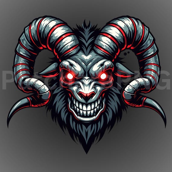 邪悪な雄羊の頭蓋骨PNG | 悪魔のヤギの角のクリップアート | ゴシック