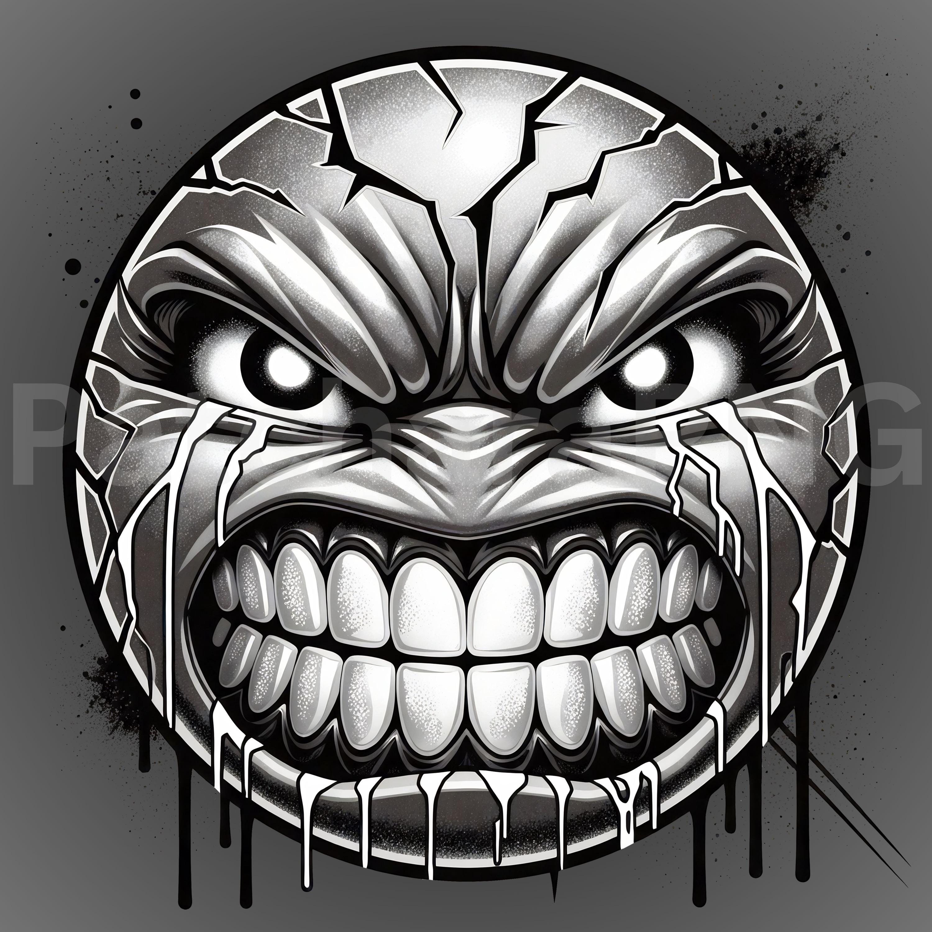Angry Smiley PNG Graffiti Style | Aggressive Emoji Sublimation for ...