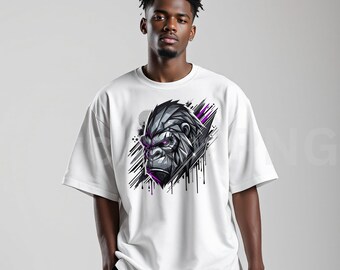 Graffiti Gorilla PNG | Silverback Gorilla Head Sublimation Design