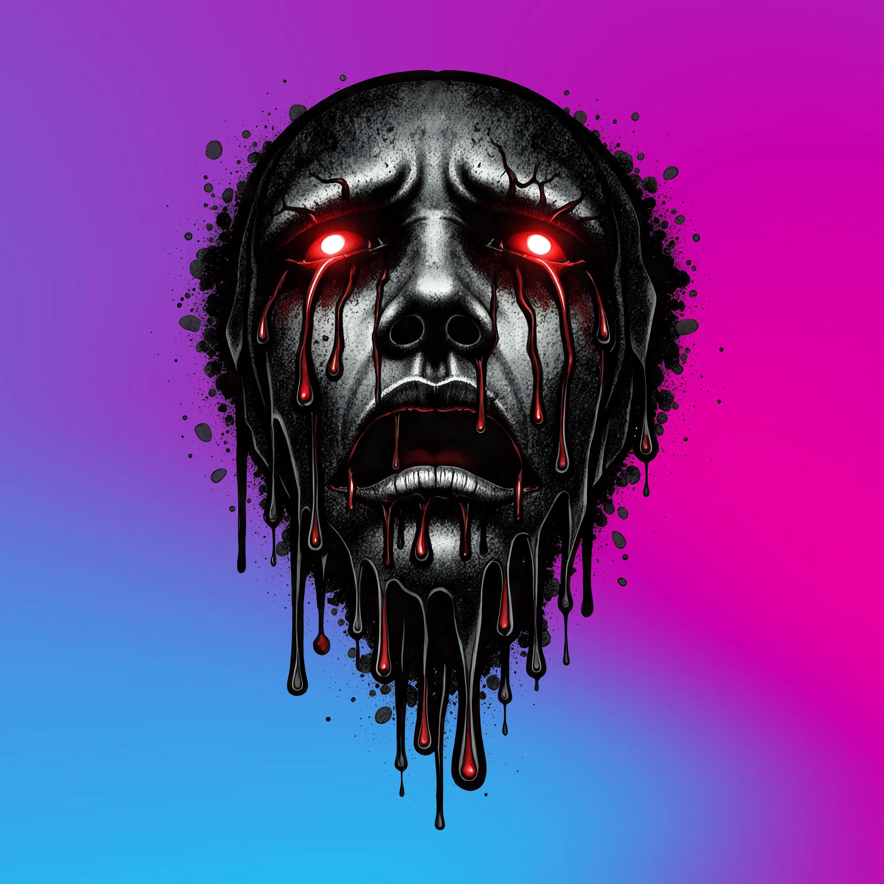 Blood Rip Horror Horror Face PNG Crying Blood Drip Dark Emo Aesthetic Gothic Shirt ...