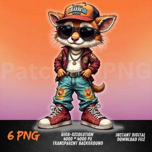Perro genial PNG / Clipart de perro con chaqueta y gafas de sol / Diseño de sublimación de estilo callejero de mascota urbana