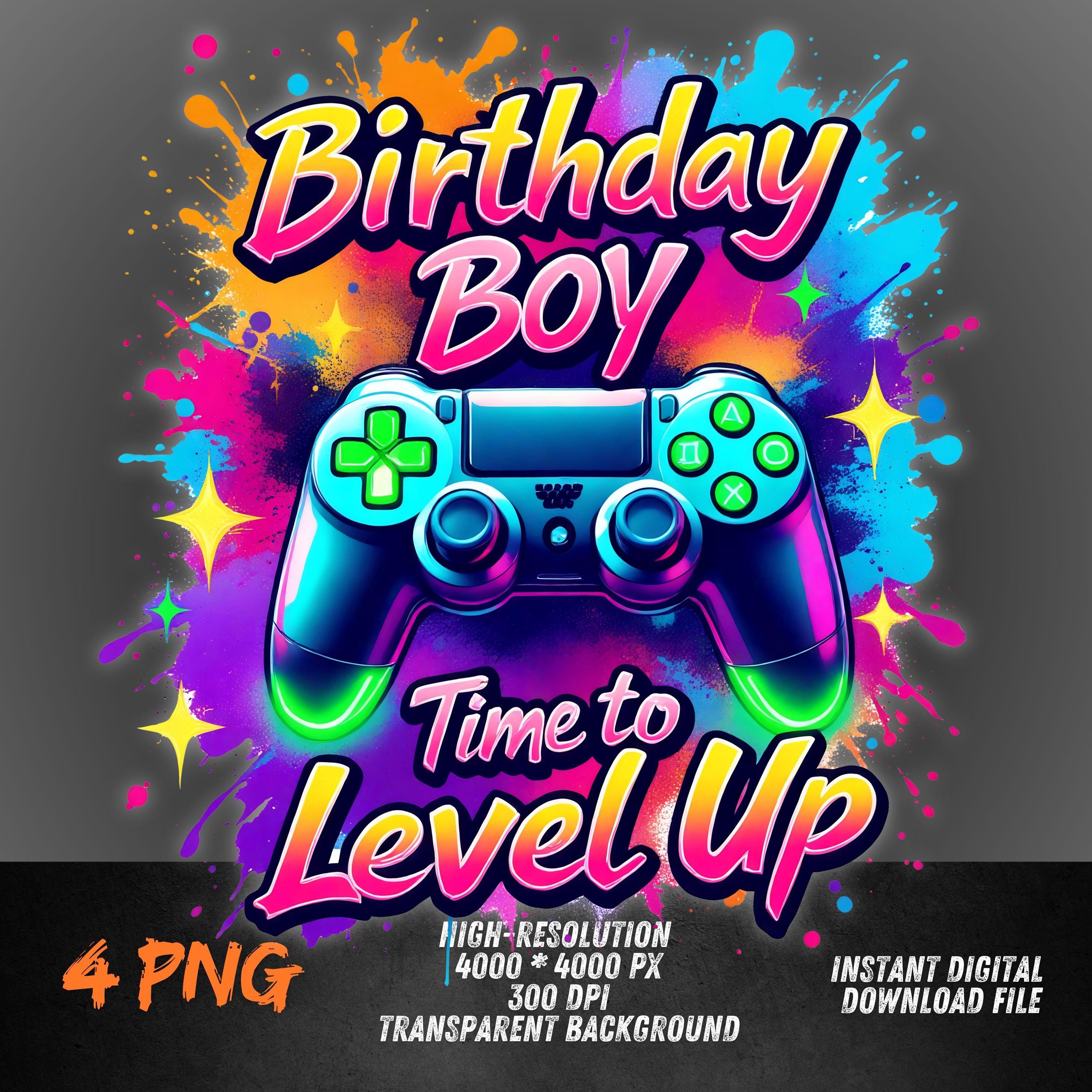 Gamer Birthday PNG | Time to Level up Clipart With