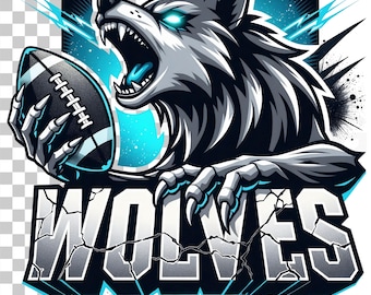 Wolf Football Mascot PNG | Savage DTF Design for Team Shirts