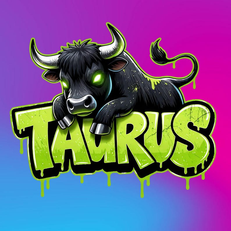 Zodiac Png Design, Taurus Graffiti Zodiac PNG – Dark Bull Clipart ...