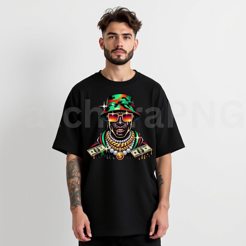 Urban Rapper Design Hip Hop Hustle PNG – Dripping Gold Urban Rapper Design for DTF Shirts ...