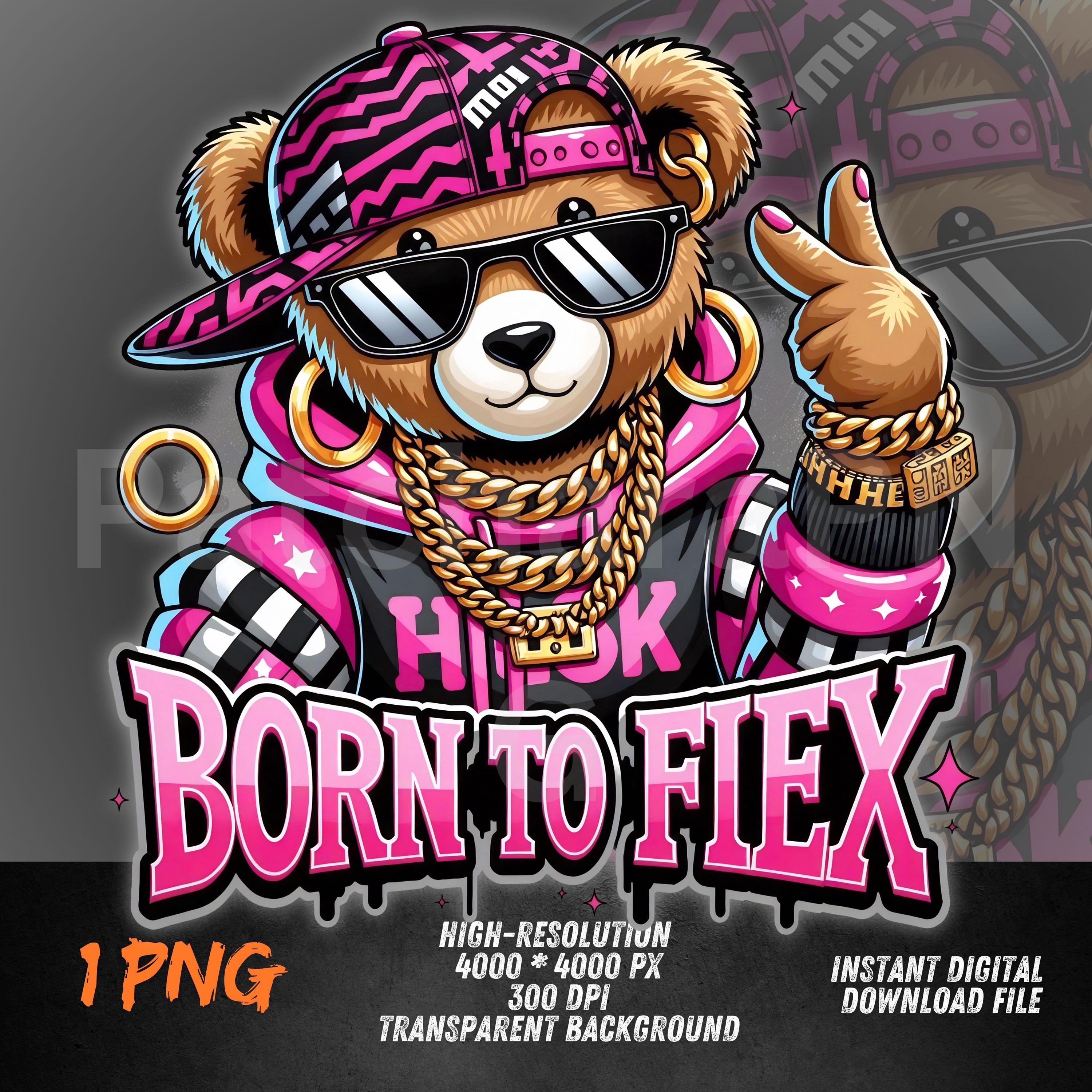 Gangsta Bear PNG | Hip-hop Teddy Clipart for Urban Streetwear