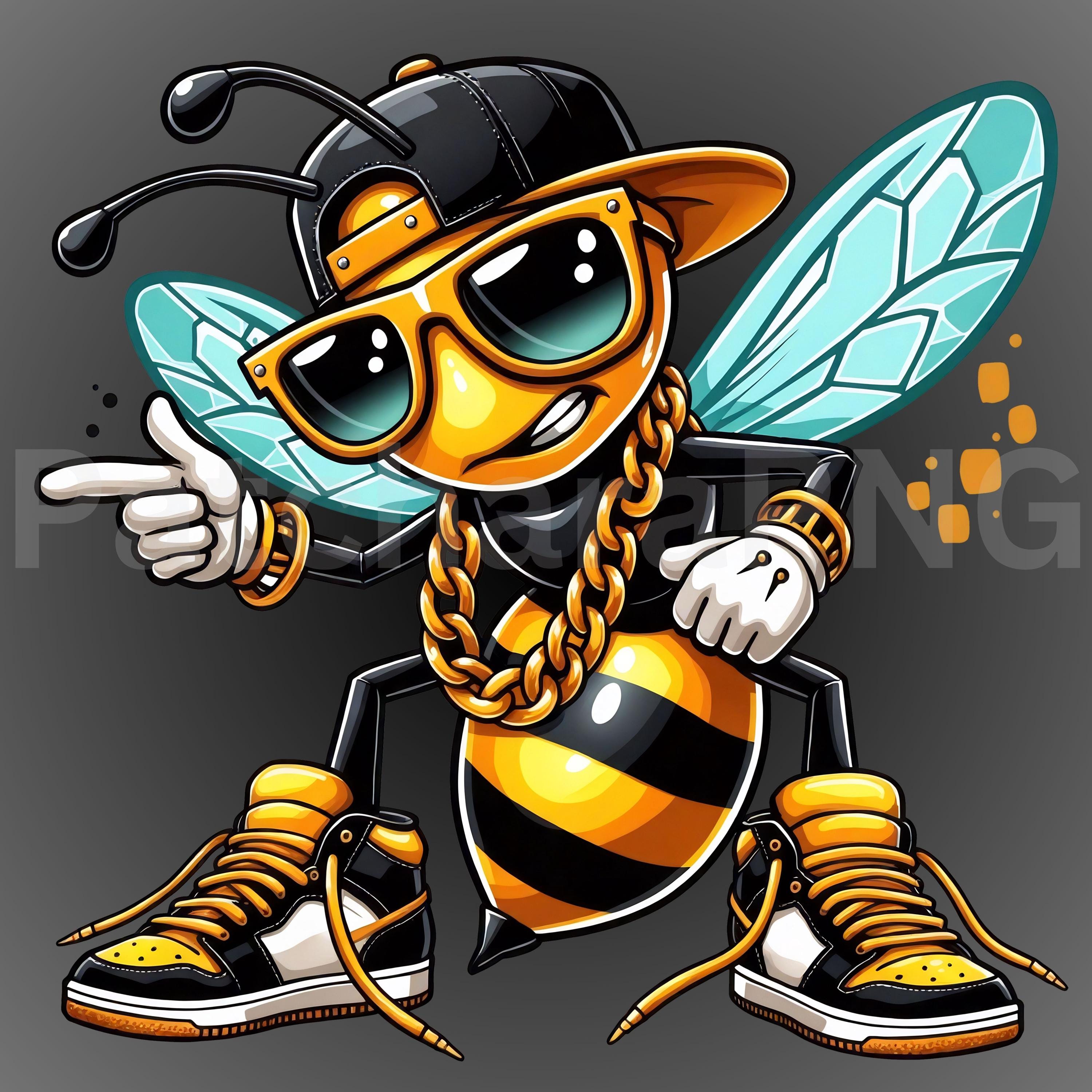 Swag Bee PNG | Cool Bee Clipart in Shades and Chains | Hip Hop