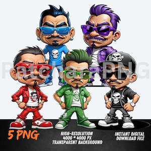 Cool Chicano Cartoon PNG Bundle | Graffiti Hip-Hop Streetwear Characters | DTF, Sublimation, Sticker Clipart