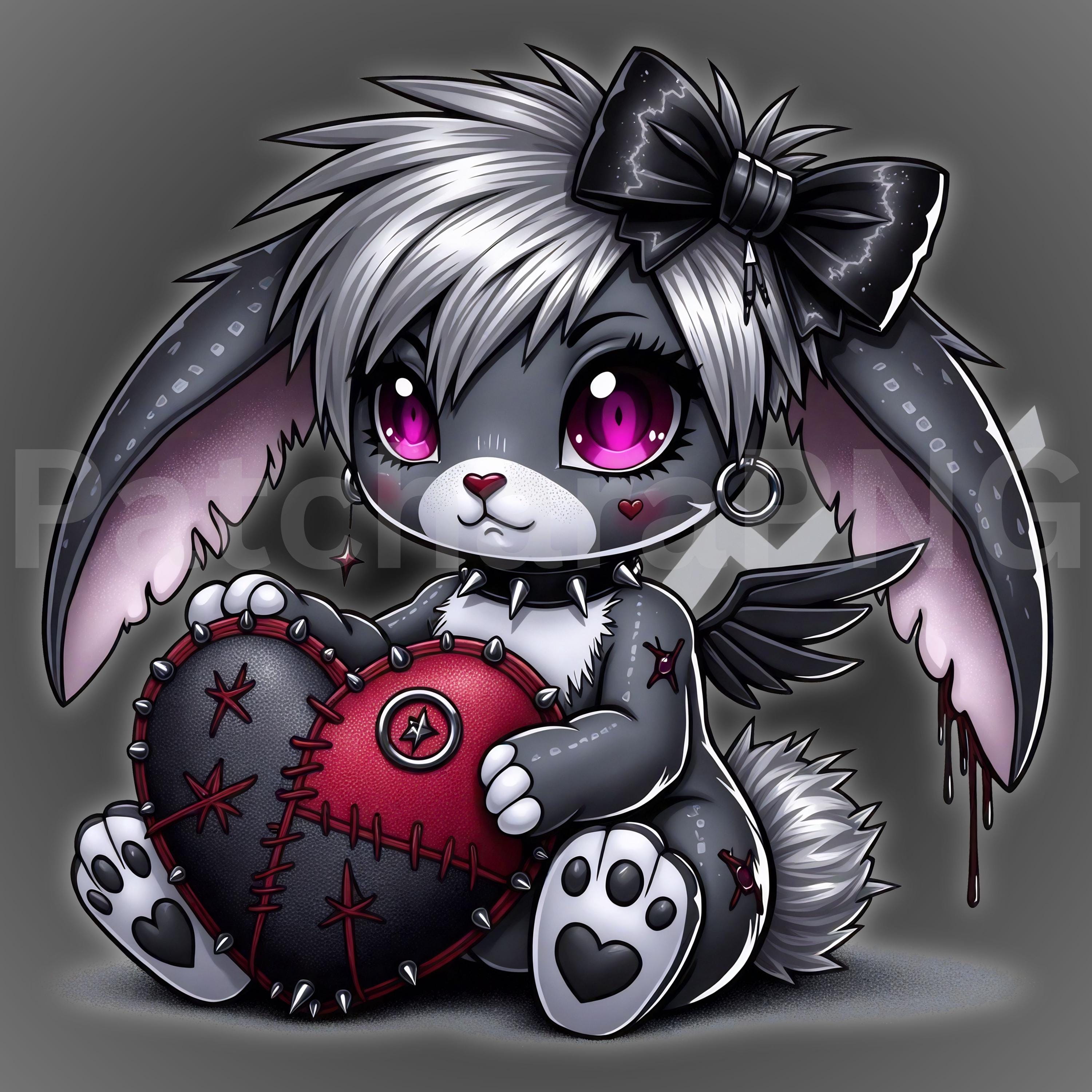 【本日限定価格】rurumu: chimera rabbit pochette Gothic Bunny PNG | Emo Kawaii Rabbit With Stitched Heart | Dark