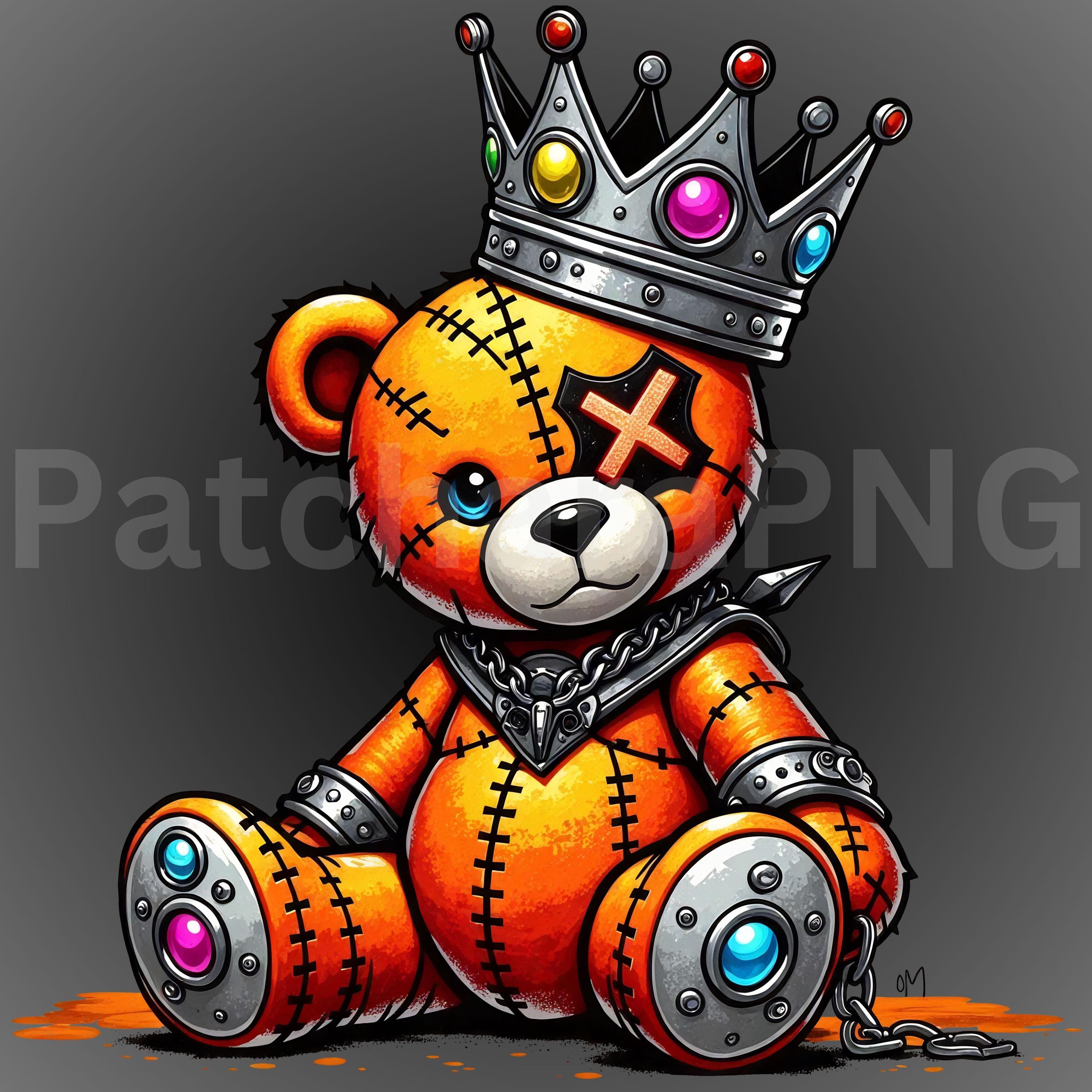 teddy(ᵔᴥᵔ) Teddie Bear Png , Punk Graffiti Bear PNG – Orange Crowned Teddy