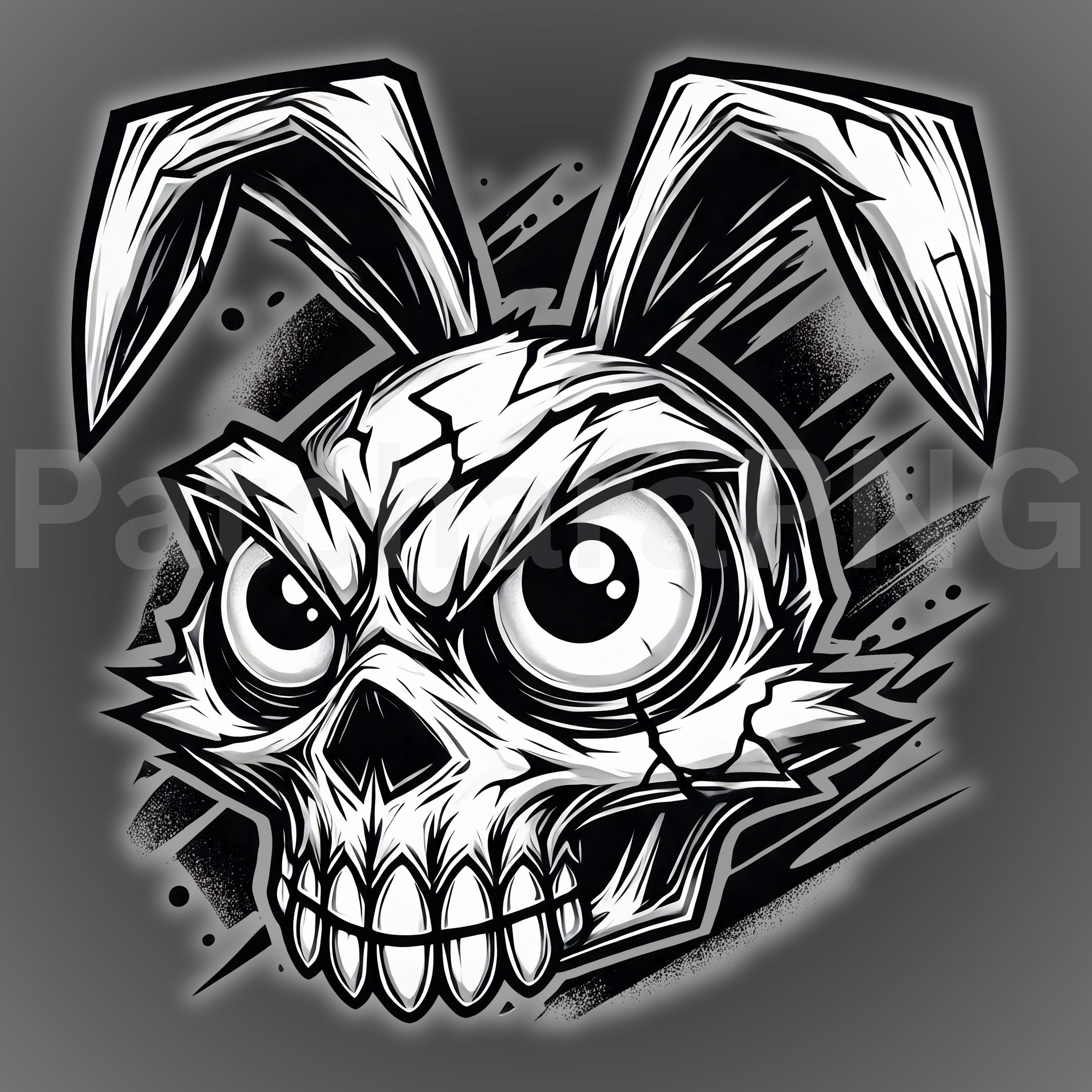 Horror Rabbit Icon Evil Bunny PNG | Creepy Rabbit Skull Clipart | Dark Cartoon Hare Design ...