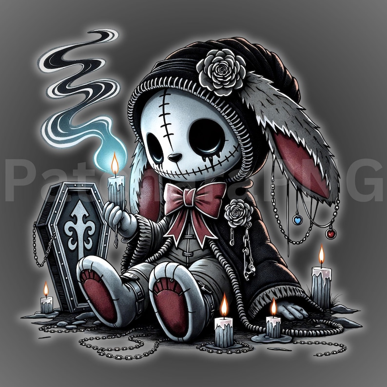Broken Rabbit Face Gothic Sad Bunny PNG Bundle | Broken Heart Emo Rabbit Clipart for ...
