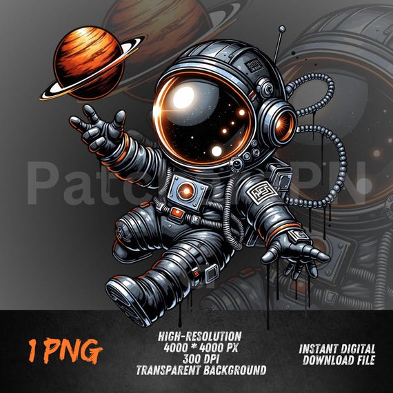 Astronaut PNG Graffiti Style Space Clipart for DTF & Sublimation | Urban Space Art for Streetwear Shirt Design
