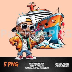 Urban Cruise Cash Splash , Hip-Hop Character ,Hip-Hop Cartoon png, money ,Hip-Hop Art,Digital Download,Streetwear Art