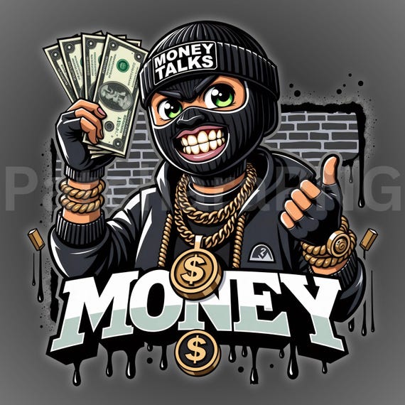Ski Mask Design,money Talks PNG – Gangsta Urban Streetwear Graphic