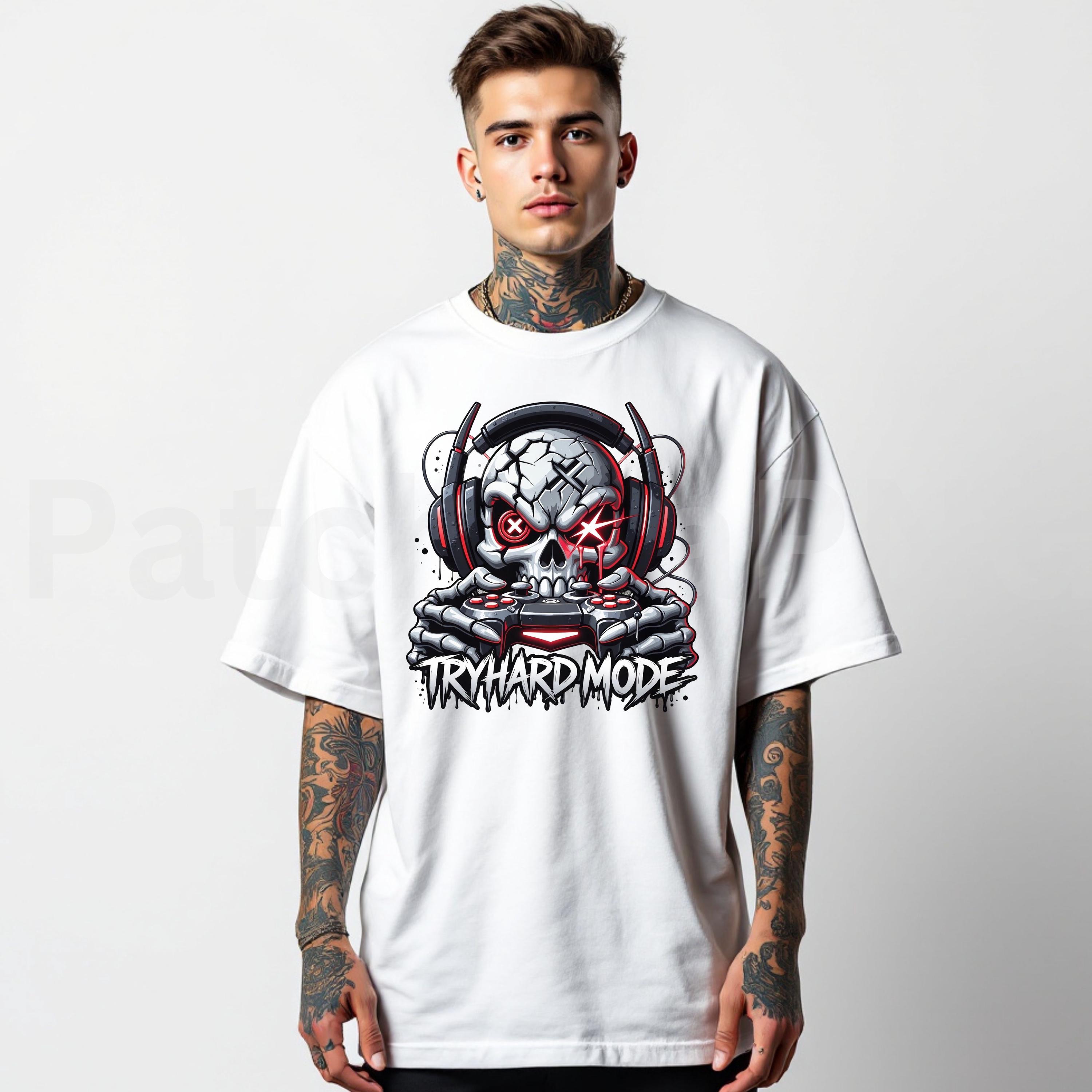 Try Hard Rivals Shirts Gaming Skull PNG , Tryhard Mode Gamer Skull | Red Glow Design for DTF ...