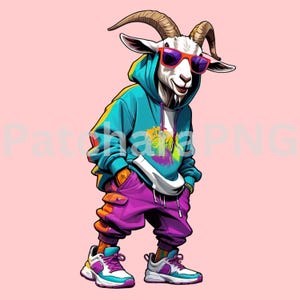 Graffiti Goat PNG | Hip Hop Goat Clipart in Colorful Hoodie | Urban ...