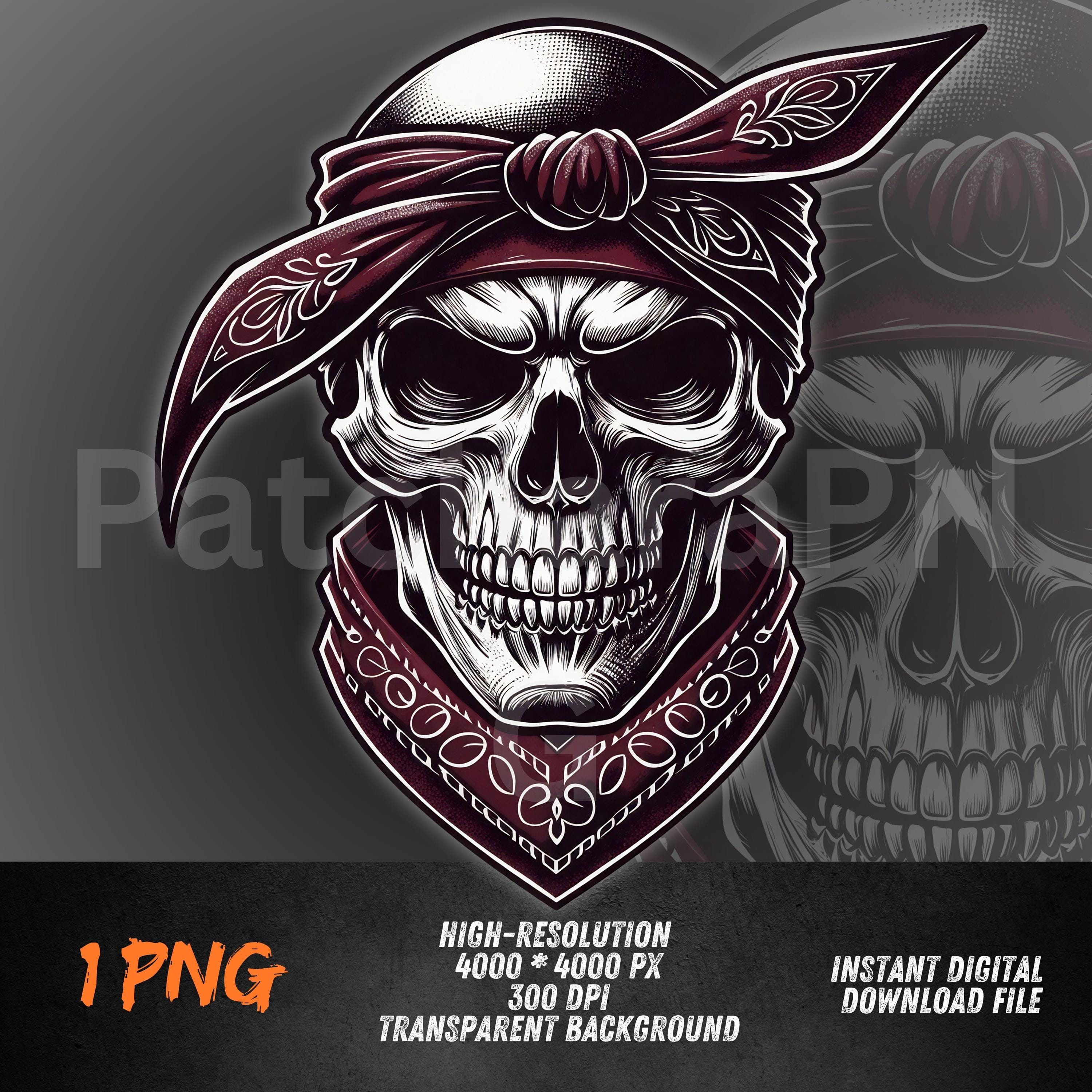 Bandana Skull PNG | Gangsta Skull Clipart for Shirt Design | Tough