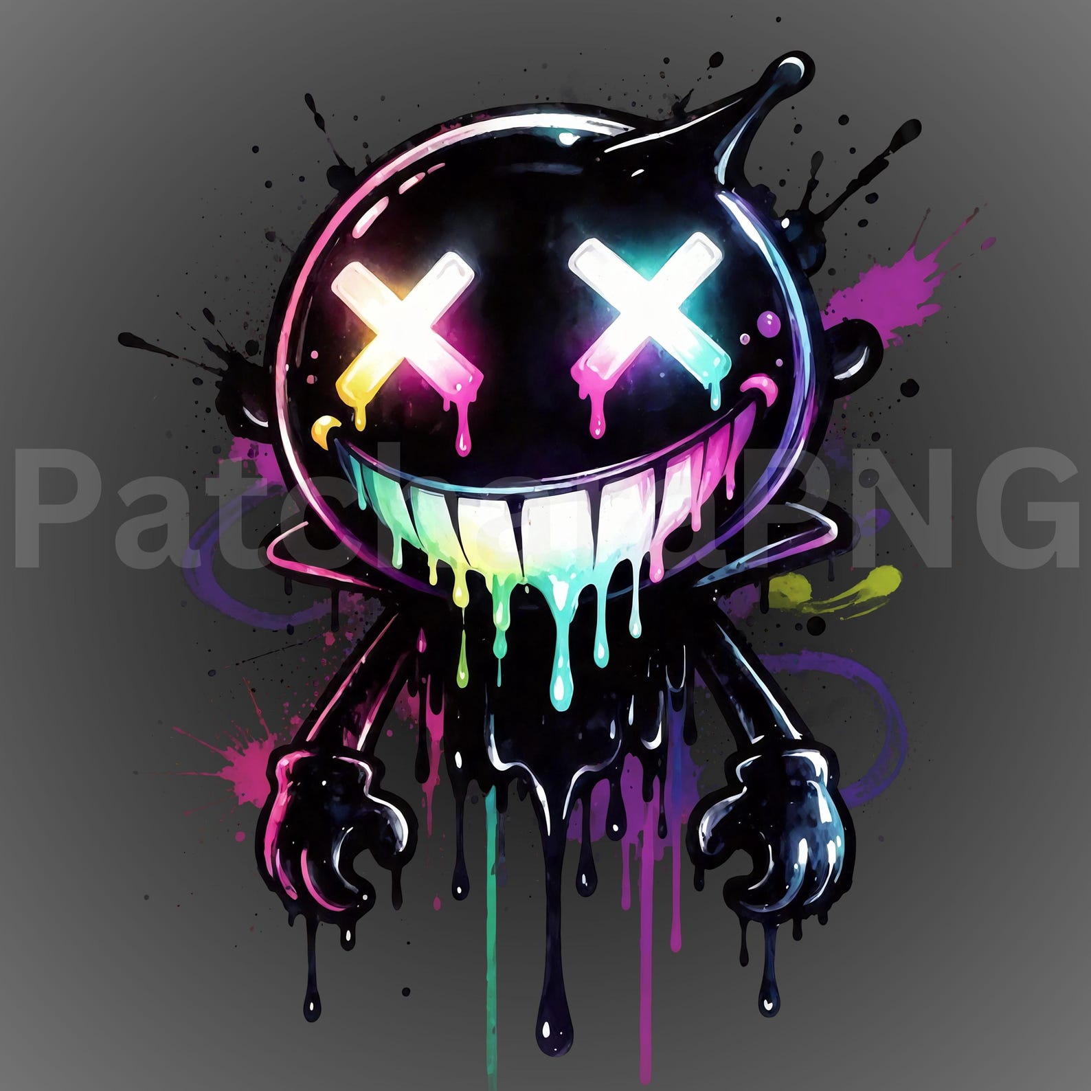 Graffiti Drip Character PNG Trippy Smile Streetwear Shirt Design ...