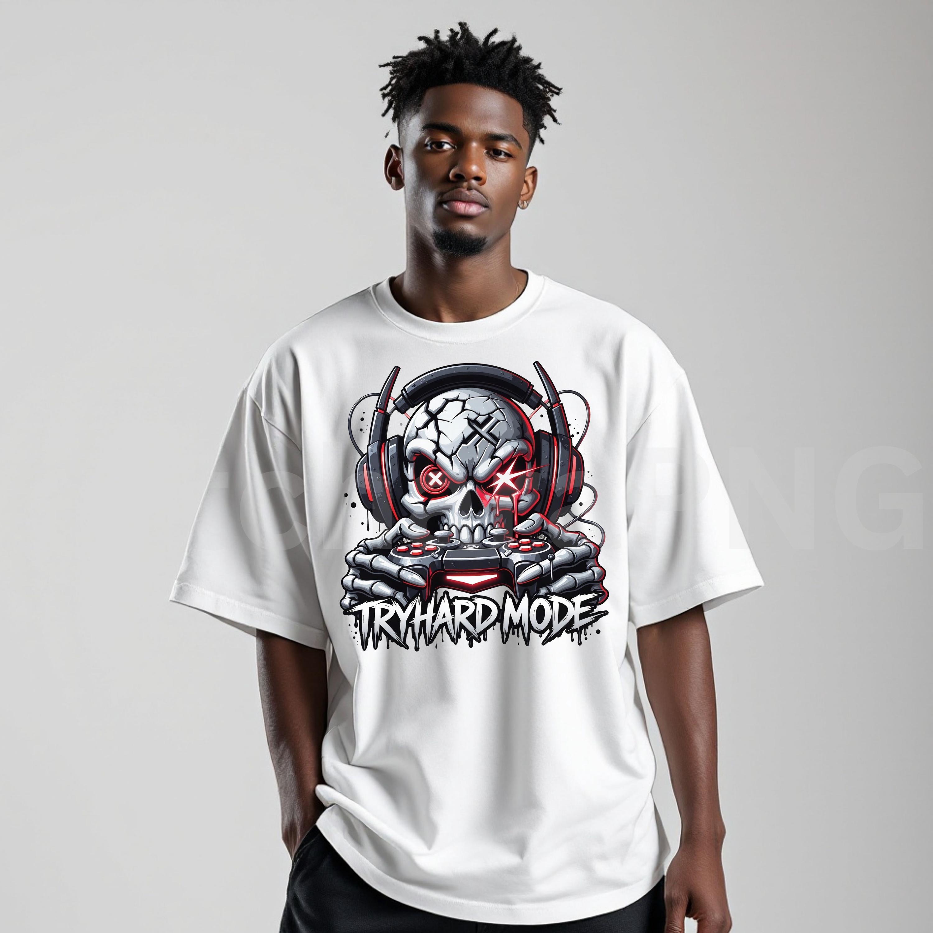 Try Hard Rivals Shirts Gaming Skull PNG , Tryhard Mode Gamer Skull | Red Glow Design for DTF ...