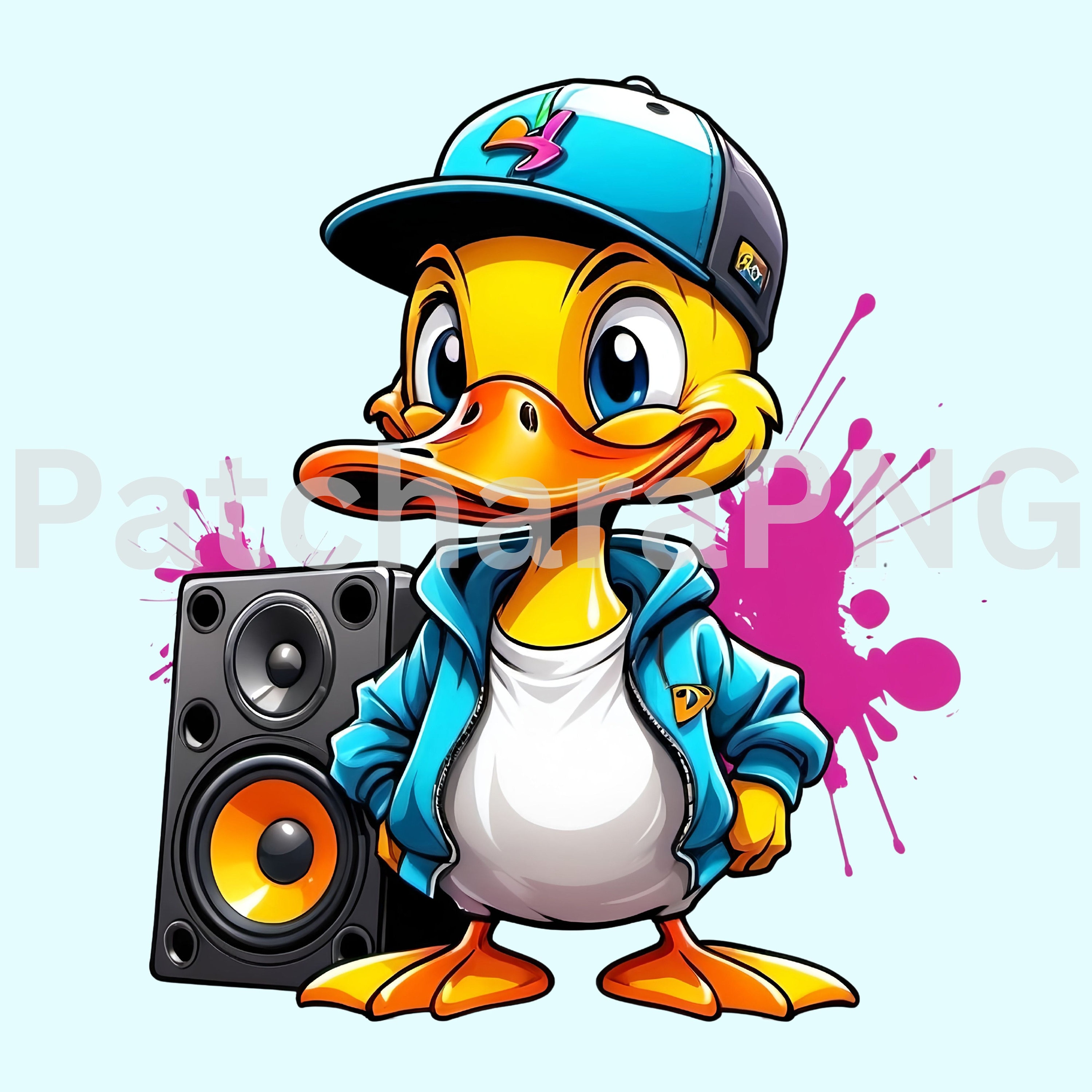 Cartoon Duck PNG | Cute Duck Clipart in Hoodie and Cap | Color Splash ...