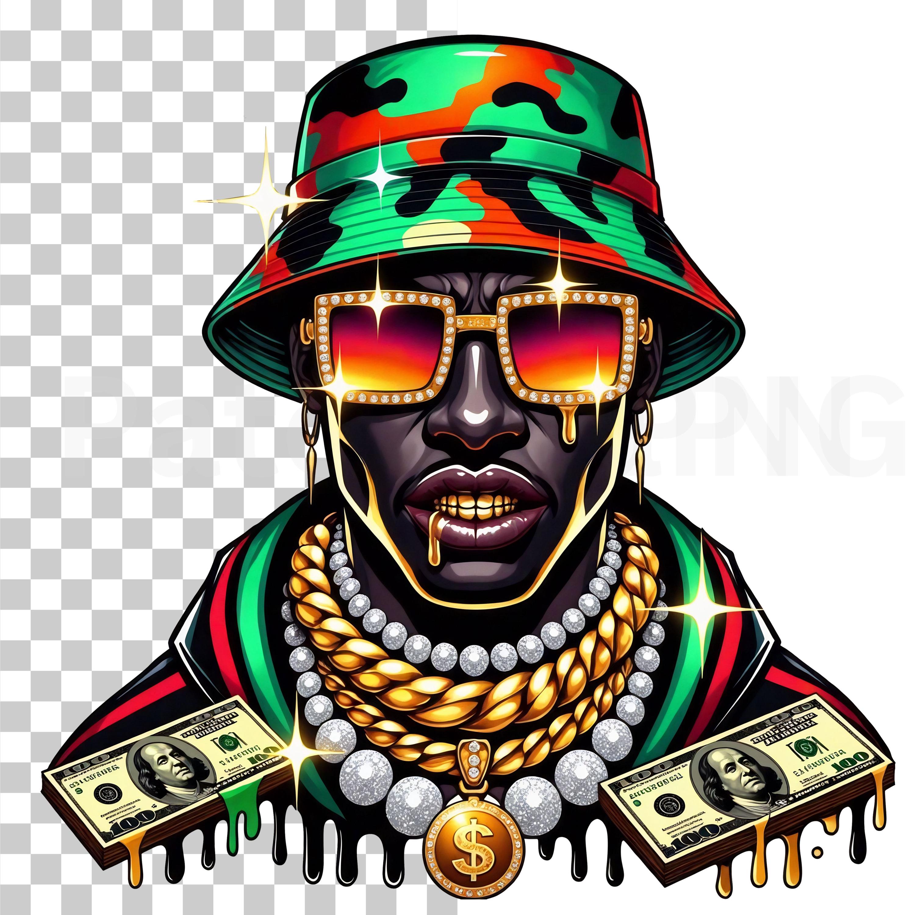 Urban Rapper Design Hip Hop Hustle PNG – Dripping Gold Urban Rapper Design for DTF Shirts ...