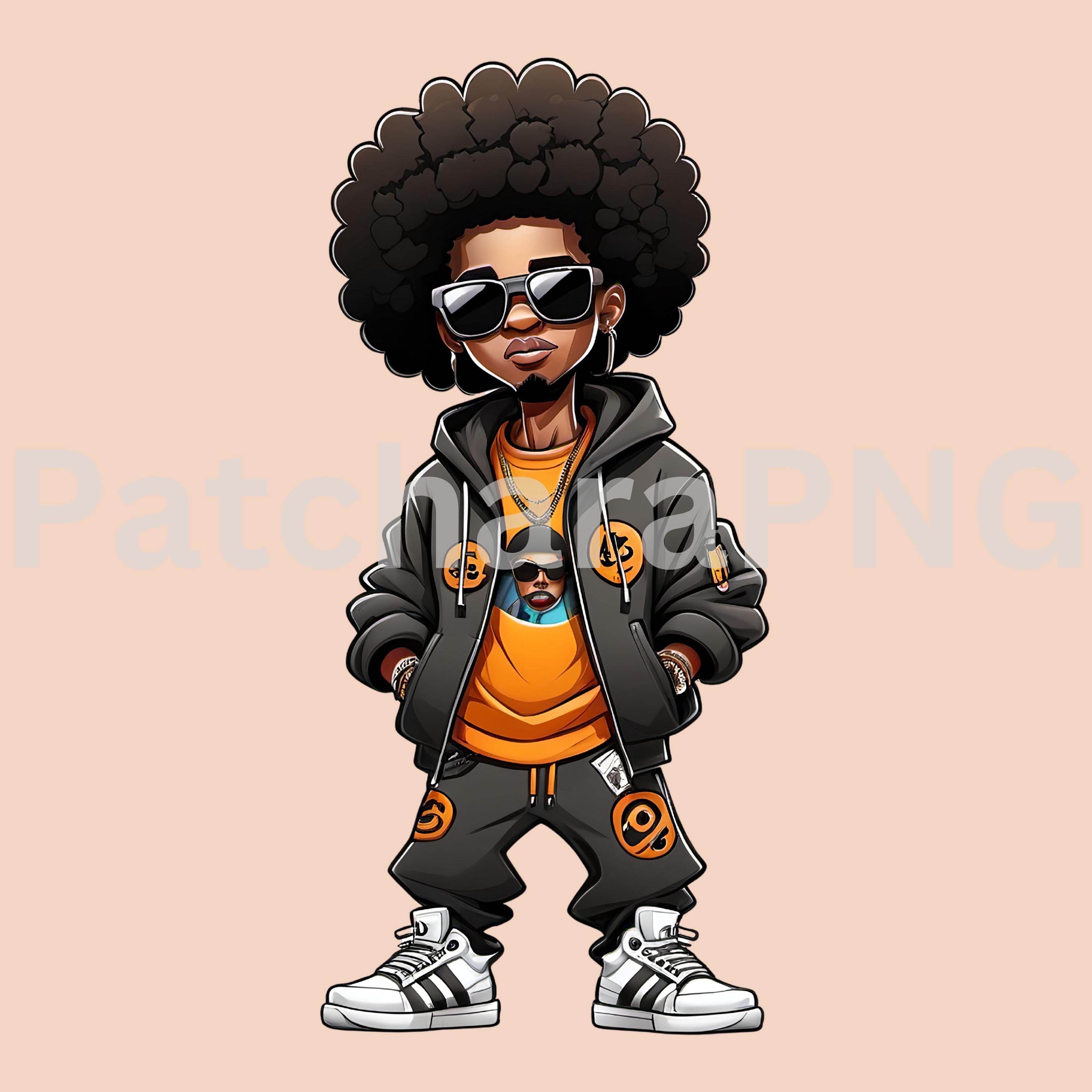 Hip-hop Afro Boy PNG With Sunglasses | Cool Streetwear Cartoon | DTF,  Sublimation, Sticker Clipart - Etsy, image size:3000x3000
