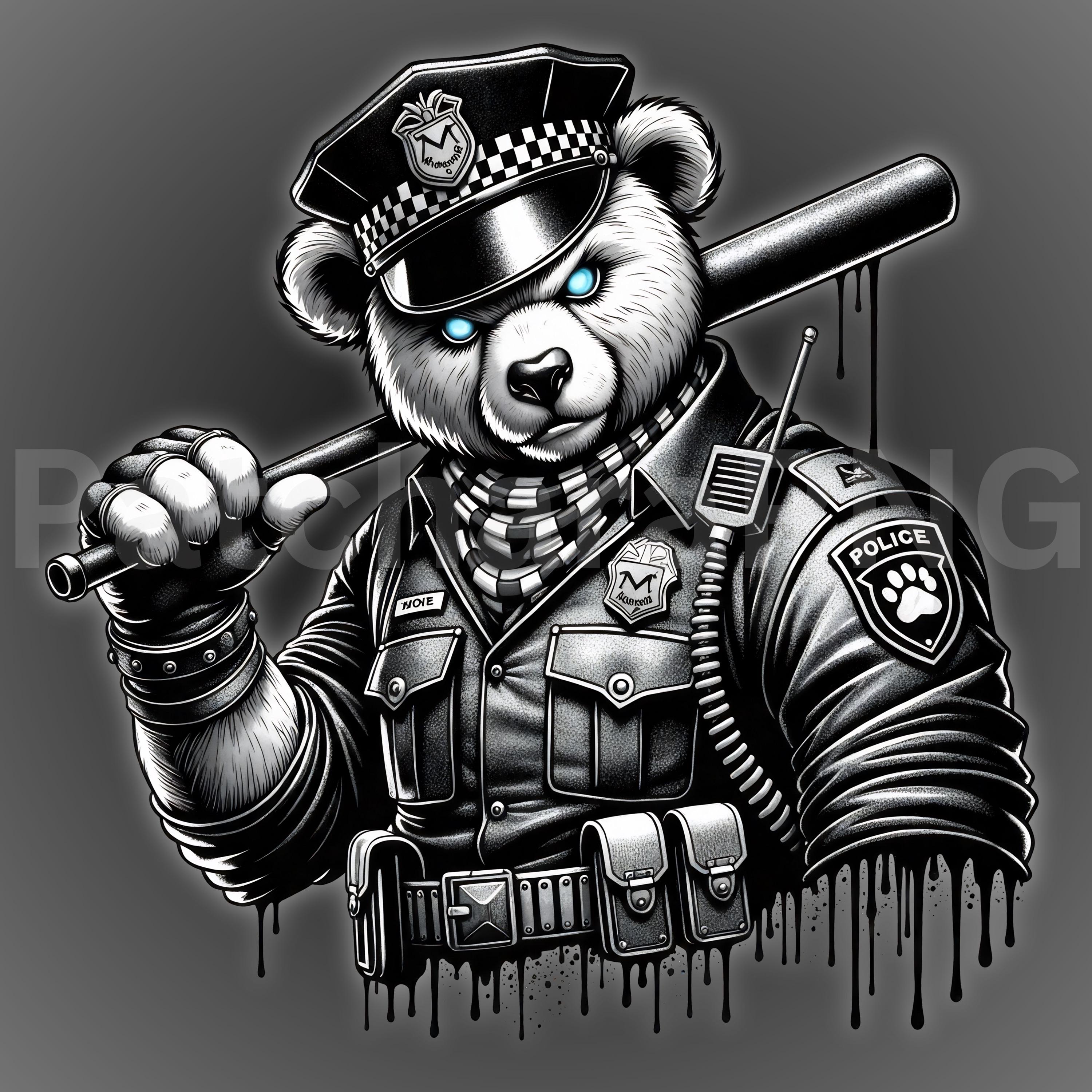 Police Bear Pattern Police Bear PNG | Law Enforcement Teddy Clipart With Baton | Digital ...